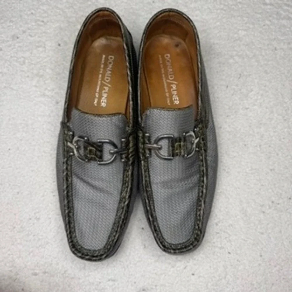 Donald Pliner Dacio Mens Gray Woven Buckle Loafer Dress Shoes Size 9‎